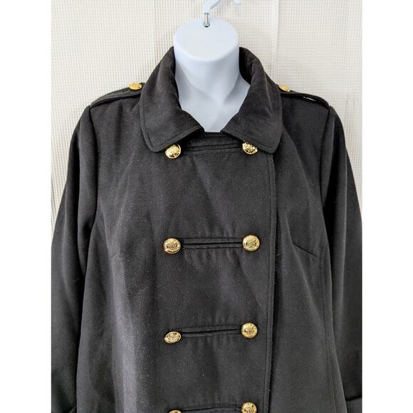 LANE BRYANT! FANCY DOUBLE BREASTED, GOLD BUTTON NAVY PEACOAT SWING CUT! SZ 26/28 - Picture 4 of 10